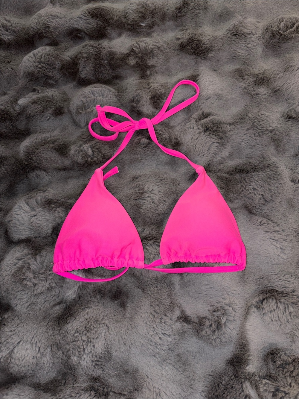 Neon Pink Triangle Halter Bikini Top